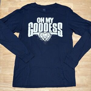 Alexa Bliss Oh My Goddess Graphic Long Sleeve Tee - Navy with White Print